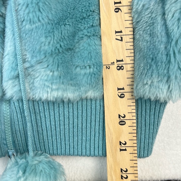 Vintage Y2K Wet Seal Faux Fur Vest Women M Winter Hoodie Plush Zip Pom Poms Cozy - Picture 14 of 14